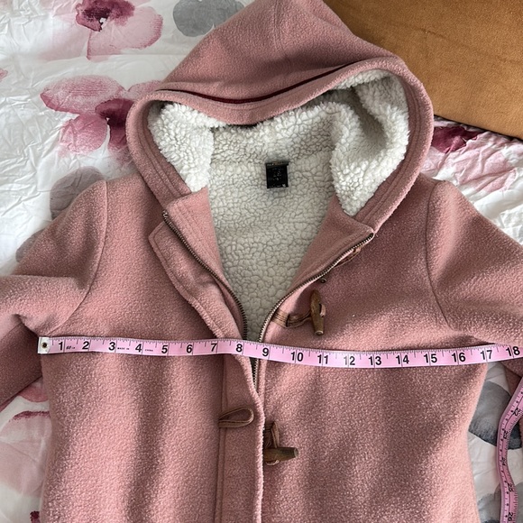 Y2K Paul Frank Sherpa Lined, Mauve Fleece jacket with zipper and wooden button - Picture 12 of 14